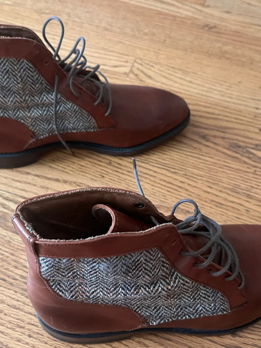 Like New Allen Edmonds Shaker Heights Leather & Tweed Boots Mens 9.5